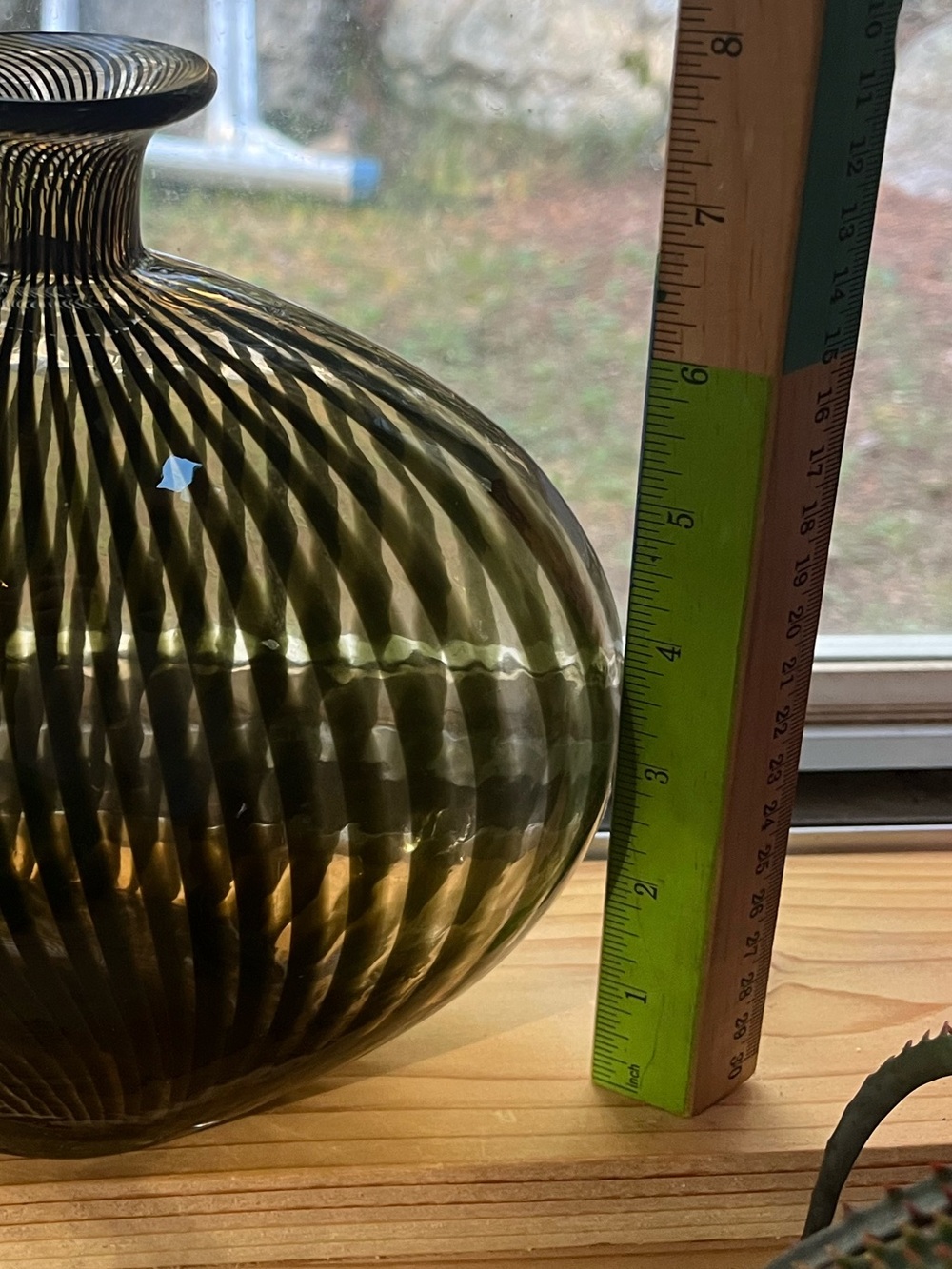 Art Deco style Amber Black stinger Stripe Sculptural Glass Vases Set of 2 - Picture 11 of 13